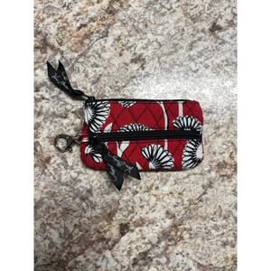 Vera Bradley Floral Quilted Wristlet Zip Pouch Coin Purse Keychain Black Multi